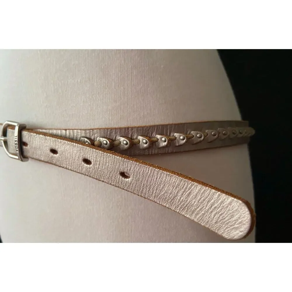 FOSSIL Metallic Studded Belt w/Laser-Cut Accent sz L